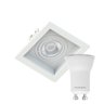 Kit 2 Spot Embutir Quadrado Recuado Mini Dicroica Mr11 Branco + Lâmpada LED 4W 2700K - 1