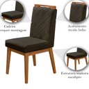 Ver imagem 5 de Kit 6 Cadeira de Jantar Estofada Luna Linho Marrom Base Madeira Castanho - Arkell