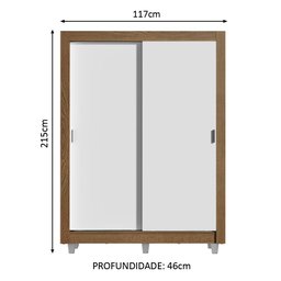 Guarda-roupa Solteiro Madesa Denver 2 Portas de Correr com Pés - Rustic/branco - 4