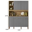 Ver imagem 3 de Armário de Cozinha Compacto Flora 5 Portas 2 Gavetas com Nicho P/micro-ondas 1,44m - Freijó/gris