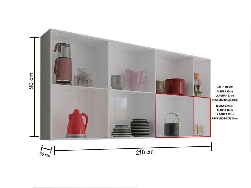 Armário Duplo Suspenso Com 14 Portas Alemanha Branco Casa Mobilia - 4