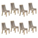 Ver imagem 1 de Kit de 8 Cadeiras para Sala de Jantar Luna Bege/Cinamomo/Veludo Palha