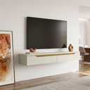 Ver imagem 1 de Rack Suspenso Uno p/ Tvs até 55 Polegadas 160cm 2 Portas Off White/Cedro - Olivar Móveis