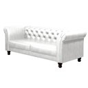 Ver imagem 1 de Sofá Decorativo Sala de Estar Chesterfield 2 Lugares 180cm Couro Branco - Mozzelar