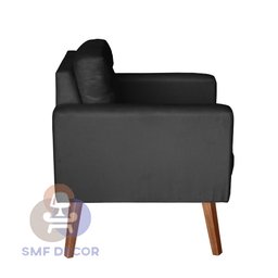 Sofá/poltrona/cadeira Decorativa Glamour Dubai com Puff e Pés em Madeira Preto - 4