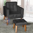 Ver imagem 1 de Sofá/poltrona/cadeira Decorativa Glamour Dubai com Puff e Pés em Madeira Preto