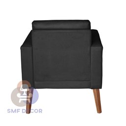 Sofá/poltrona/cadeira Decorativa Glamour Dubai com Puff e Pés em Madeira Preto - 3