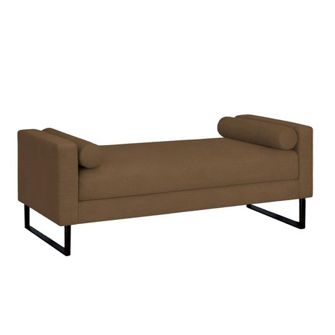 Recamier Berlim Base Metal 1,20m Corino Marrom - Inova Decorações 
