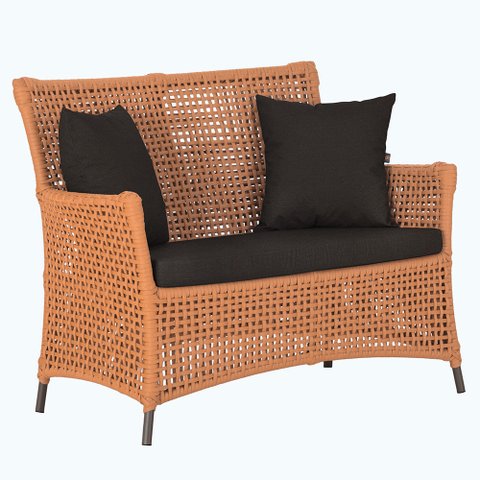 1 Sofá Área Externa Igapó Alumínio Pintura Marrom Corda Náutica Estofado Impermeável 9