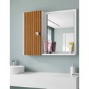 Ver imagem 2 de Armário Espelheira Pia Banheiro 1 Porta Lux Ripado e Branco