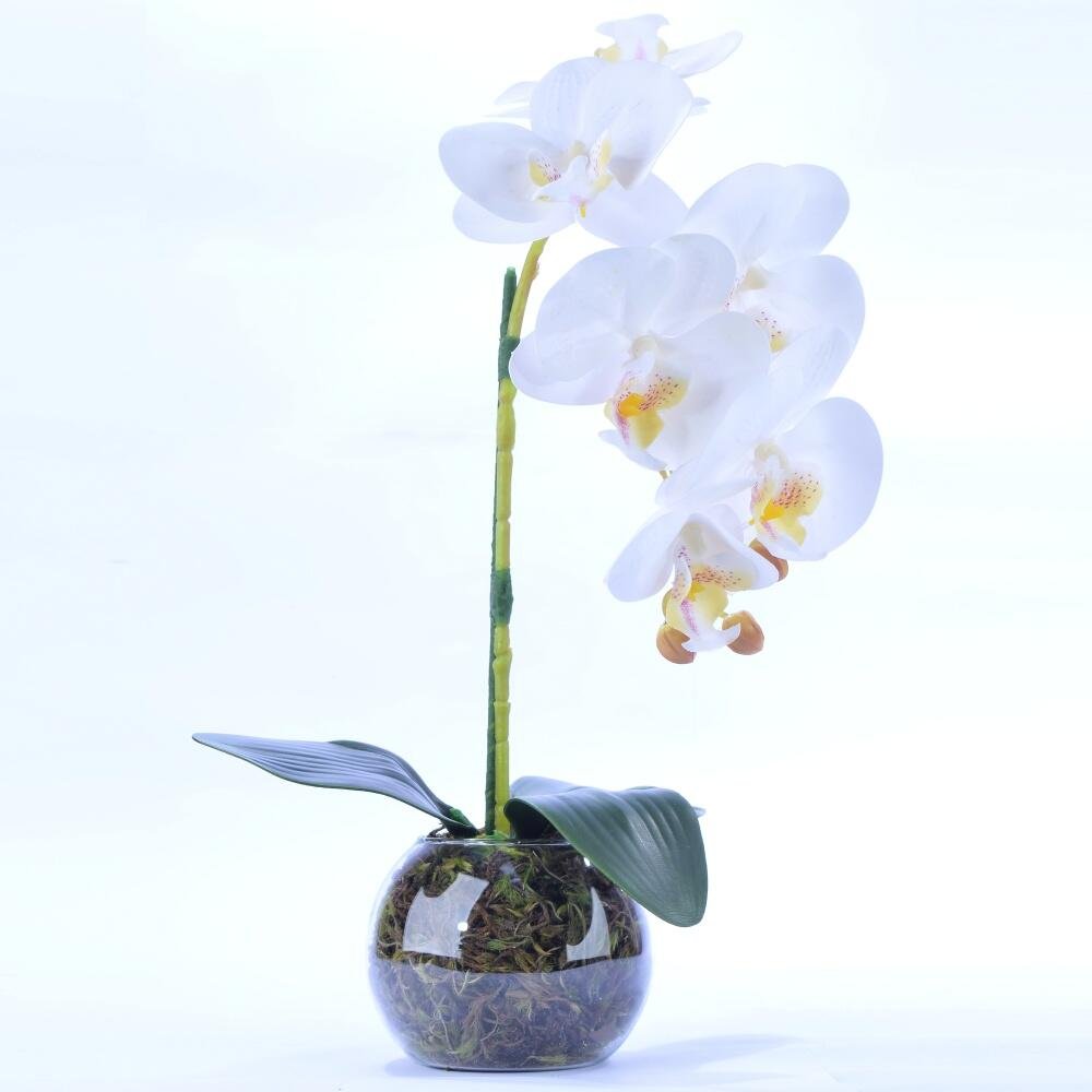 Arranjo de Orquídea Artificial Branca Pequenina Lua - 1