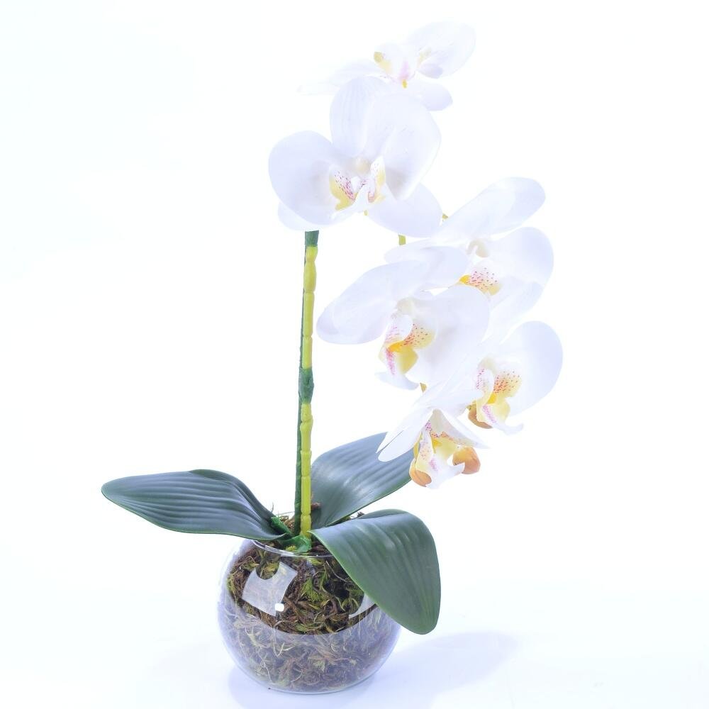 Arranjo de Orquídea Artificial Branca Pequenina Lua - 2