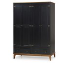 Ver imagem 1 de Guarda Roupa Solteiro Madeira Maciça Rústico 4 Portas 2 Gavetas Preto - Apaixone & Decore