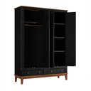 Ver imagem 4 de Guarda Roupa Solteiro Madeira Maciça Rústico 4 Portas 2 Gavetas Preto - Apaixone & Decore