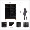 Ver imagem 3 de Guarda Roupa Solteiro Madeira Maciça Rústico 4 Portas 2 Gavetas Preto - Apaixone & Decore
