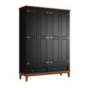 Ver imagem 2 de Guarda Roupa Solteiro Madeira Maciça Rústico 4 Portas 2 Gavetas Preto - Apaixone & Decore