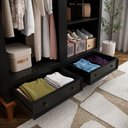 Ver imagem 5 de Guarda Roupa Solteiro Madeira Maciça Rústico 4 Portas 2 Gavetas Preto - Apaixone & Decore