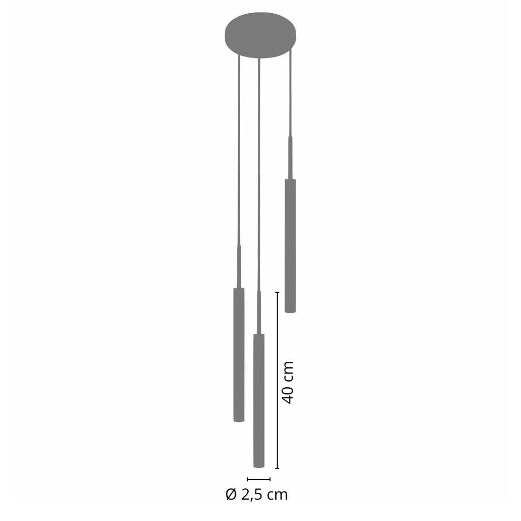 Luminária Pendente De Teto Tubo Triplo Sala Cozinha Preto - 3