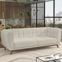Ver imagem 1 de Sofá Decorativo Sala de Estar 240cm Rocket 3 Lugares Base Madeira Boucle Off White G45 - Gran Belo