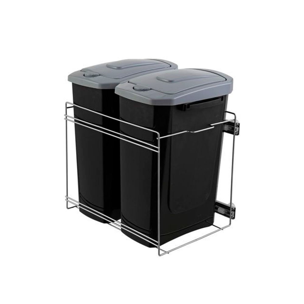 Lixeira Dupla com Corrediça Telescópica 325x440x450 Mm 1041 Masutti Copat Preto Fosco - 1