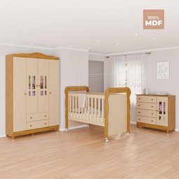 Quarto de Bebê Ariel 4 Portas com Berço Americano Mirelle Off White Bétula– Carolina Baby - 3