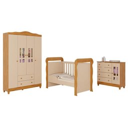 Quarto de Bebê Ariel 4 Portas com Berço Americano Mirelle Off White Bétula– Carolina Baby - 2