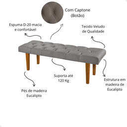 Recamier Puff Estofado para Quarto Closet Banqueta Decoração - 2