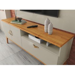 Rack + Painel Si 1.60m Estilo Retrô para Tv até 60'' Cor Off White / Cinamomo - 3