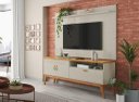 Ver imagem 1 de Rack + Painel Si 1.60m Estilo Retrô para Tv até 60'' Cor Off White / Cinamomo