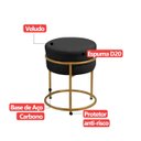 Ver imagem 5 de Kit 3 Puff Redondo Argola Levi Veludo Preto Base em Aço Dourado
