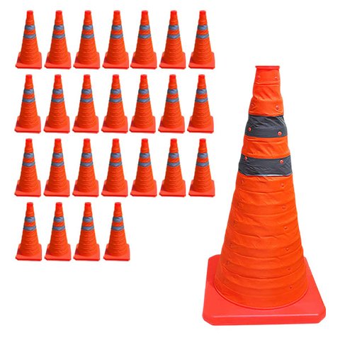 Cone Sinalizaçao Retratil Kit 25 Uni Portatil Dobravel Obra Transito Trafego Segurança Balizador Eme