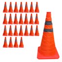 Ver imagem 1 de Cone Sinalizaçao Retratil Kit 25 Uni Portatil Dobravel Obra Transito Trafego Segurança Balizador Eme