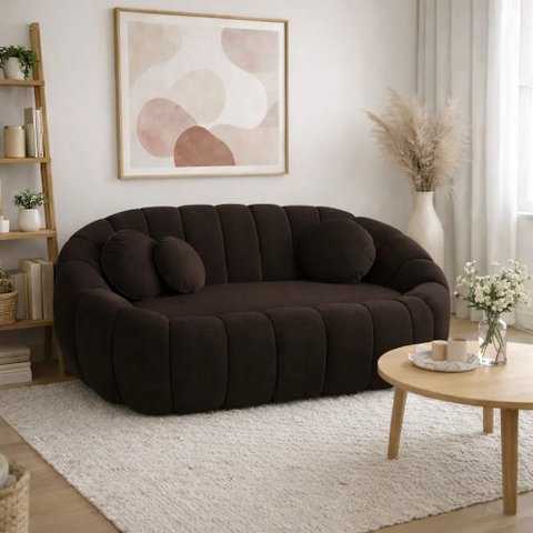 Namoradeira Concha Decorativa 190cm Sala Suede:marrom/liso