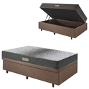 Ver imagem 1 de Base Box Baú 88x188 Linho com Colchão Dual Firm Espuma Ecoflex
