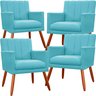 Kit 4 Poltrona Decorativa Miami Turquesa para Sala de Estar Recepção - 1