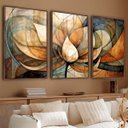 Ver imagem 2 de Quadro Grande Abstrato Harmonia Florescer da Alma Tríptico