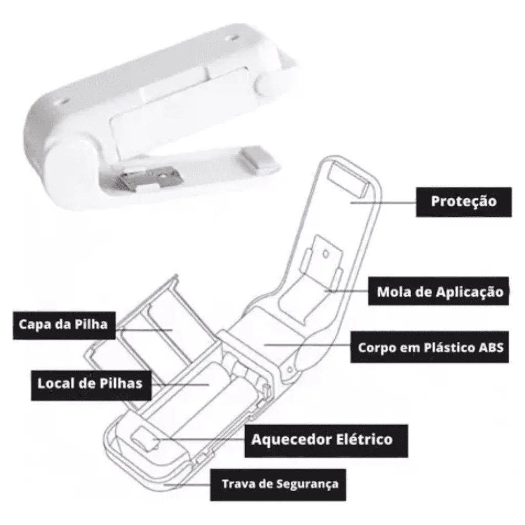 Mini Seladora de Embalagem Plástico Lacra Portátil Manual:branco - 4