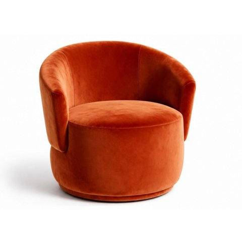 Poltrona Orgânica Moderna em Veludo para Sala de Recepção Terracota