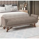 Ver imagem 2 de Puff Recamier Decorativo com Pés em Madeira 160 cm Itália P05 Veludo Bege - Lyam Decor