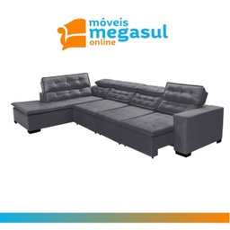 Sofá 7 Lugares de Canto Retrátil Reclinável Pillow Chaise D 3,60 X 2,20 M Sttilo Cinza - Megasul - 2