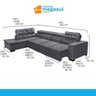 Sofá 7 Lugares de Canto Retrátil Reclinável Pillow Chaise D 3,60 X 2,20 M Sttilo Cinza - Megasul - 3