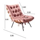 Ver imagem 2 de Poltrona Costela Decorativa em Veludo Rosê com Metal Bella Decor