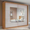 Ver imagem 2 de Guarda-roupa Casal 100% Mdf 2 Portas 6 Gavetas Easy Max com Espelho Amendoa/off White