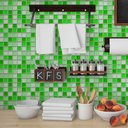 Ver imagem 2 de Papel de Parede Pastilhas com Tons de Verde - 3,30x0,50m