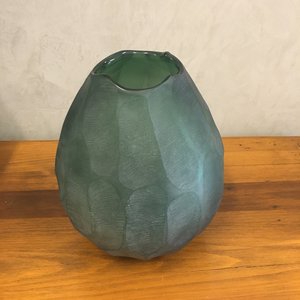 Vaso Em Vidro Facetado Verde - Unidade Baixo