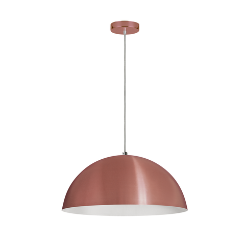 Pendente Meia Bola Sciaza 39cm E27 Rosê Escovado Branco Interno