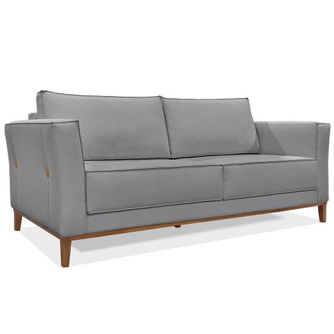 Sofá Living 2 Lugares 1,90m Vega Linho Grafite Pés Castanho - Pallazio Veja