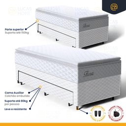 Cama Box com Colchao de Molas Ensacadas Pillow Top Flora + Auxiliar de Espuma Unique Solteiro 88cm - 6