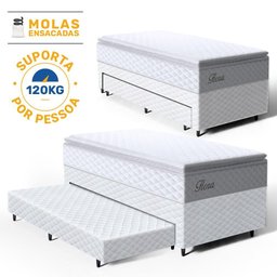 Cama Box com Colchao de Molas Ensacadas Pillow Top Flora + Auxiliar de Espuma Unique Solteiro 88cm - 2