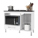 Ver imagem 4 de Balcão de Cozinha para Cooktop-forno 105cm com Tampo 1 Porta 1 Gaveta Multimóveis Cr20498 Branco-